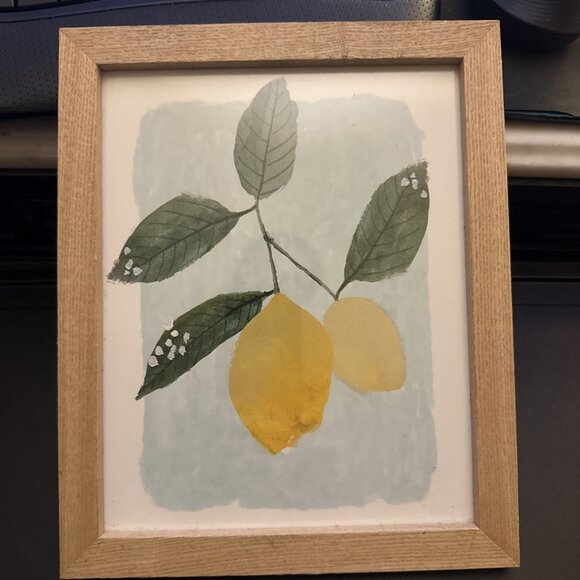 Hobby Lobby Botanical Wood Framed Wall Art Print Lemon Farmhouse 11x9x1 inches - Picture 1 of 7